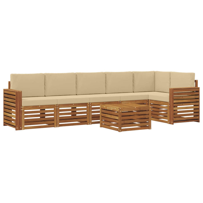 Seturi de canapele 7 pcs Natural și Bej Lemn Solid de Acacia - WALTI WALTI
