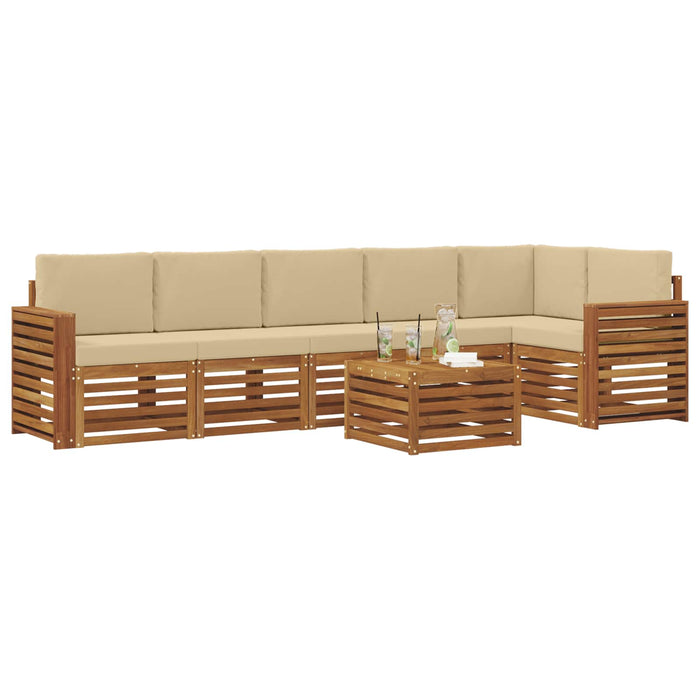 Seturi de canapele 7 pcs Natural și Bej Lemn Solid de Acacia - WALTI WALTI