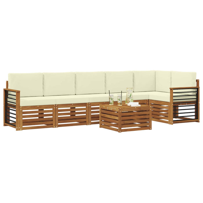 Seturi de canapele 7 pcs Natural și Crem Lemn Solid de Acacia - WALTI WALTI
