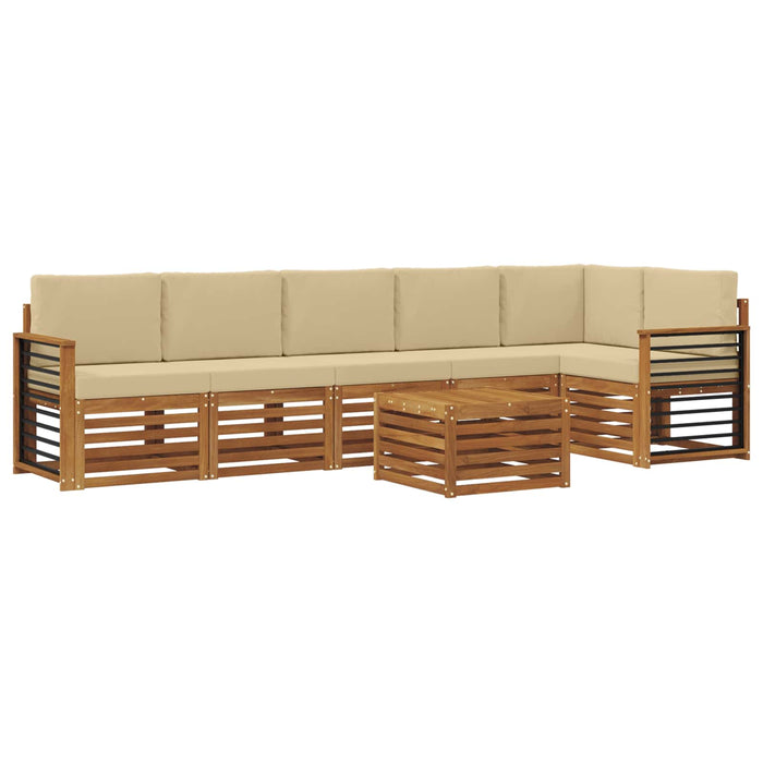 Seturi de canapele 7 pcs Natural și Bej Lemn Solid de Acacia - WALTI WALTI