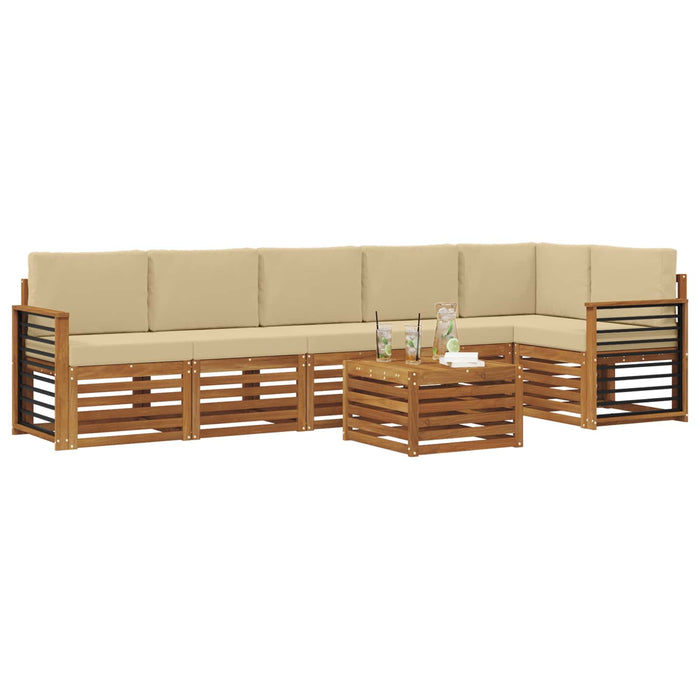 Seturi de canapele 7 pcs Natural și Bej Lemn Solid de Acacia - WALTI WALTI