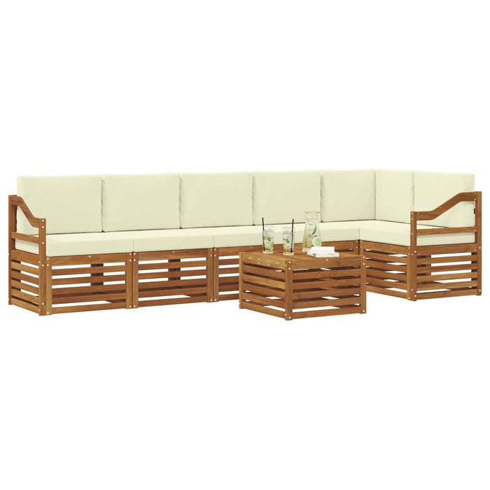 Seturi de canapele 7 pcs Natural și Crem Lemn Solid de Acacia - WALTI WALTI