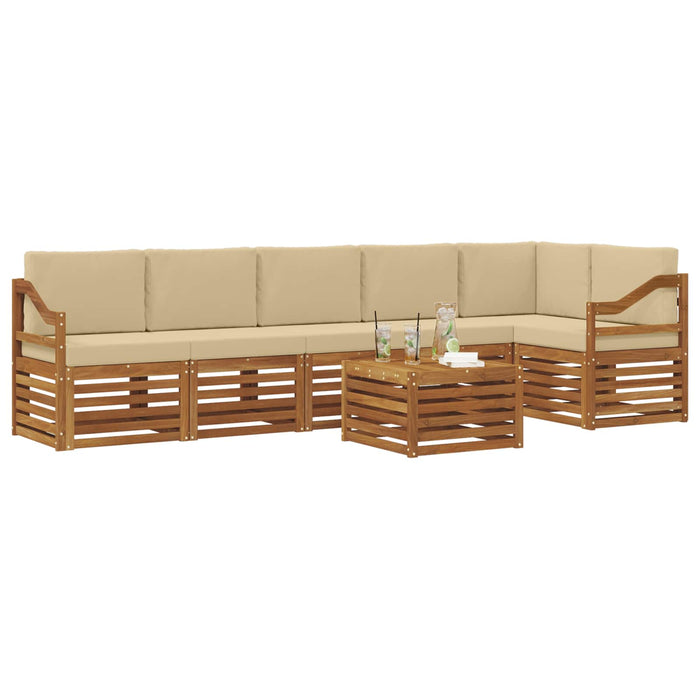 Seturi de canapele 7 pcs Natural și Bej Lemn Solid de Acacia - WALTI WALTI