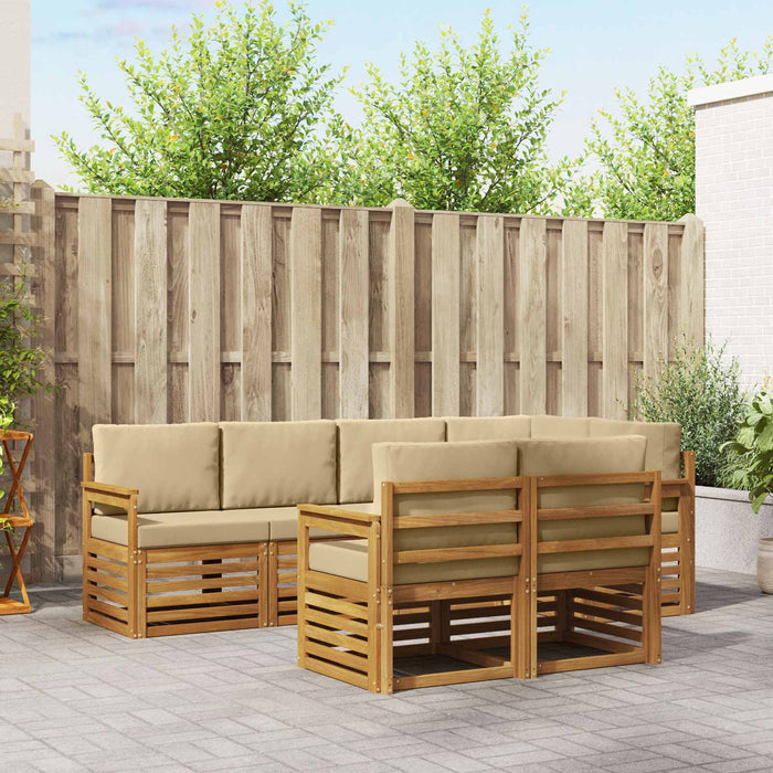 Set canapea sectională cu pernă 7 pcs Natural și Bej - WALTI WALTI
