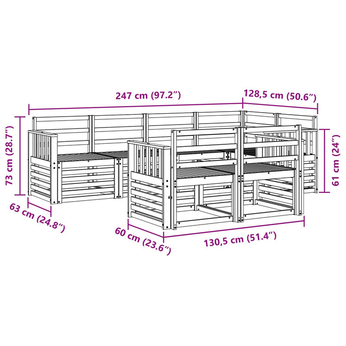 Set canapea sectională 7 pcs natural - WALTI WALTI