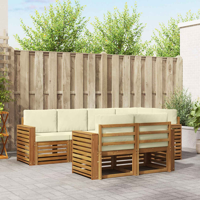 Set canapea sectională cu pernă 7 pcs Natural și Crem - WALTI WALTI