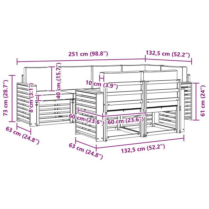 Set canapea sectională cu pernă 7 pcs Gri natural și deschis - WALTI WALTI