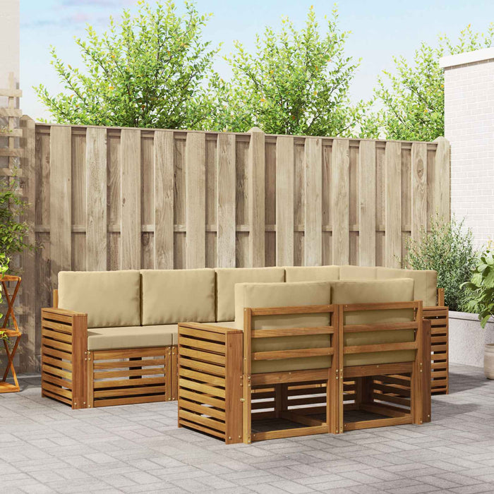 Set canapea sectională cu pernă 7 pcs Natural și Bej - WALTI WALTI