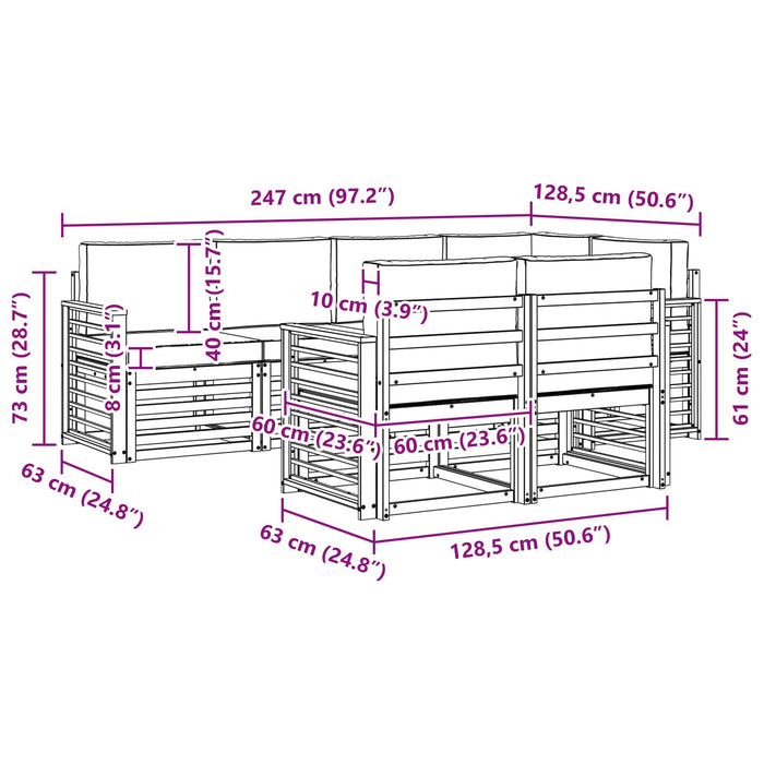 Set canapea sectională cu pernă 7 pcs Gri natural și deschis - WALTI WALTI