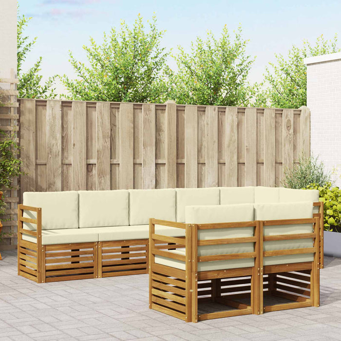 Seturi de canapele 8 pcs Natural și Crem Lemn Solid de Acacia - WALTI WALTI