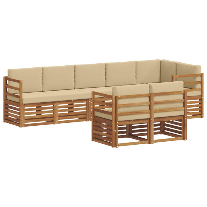 Seturi de canapele 8 pcs Natural și Bej Lemn Solid de Acacia - WALTI WALTI