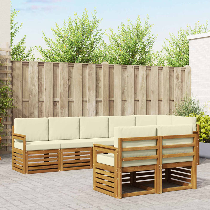 Seturi de canapele 8 pcs Natural și Crem Lemn Solid de Acacia - WALTI WALTI