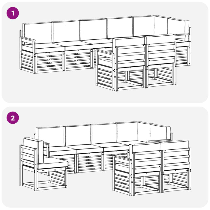 Seturi de canapele cu pernă 8 pcs Gri natural și deschis - WALTI WALTI