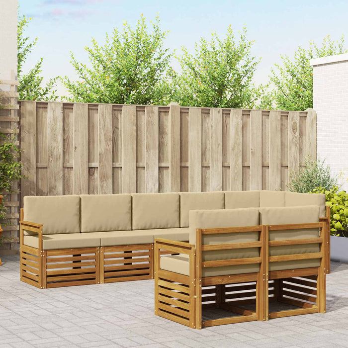 Seturi de canapele 8 pcs Natural și Bej Lemn Solid de Acacia - WALTI WALTI
