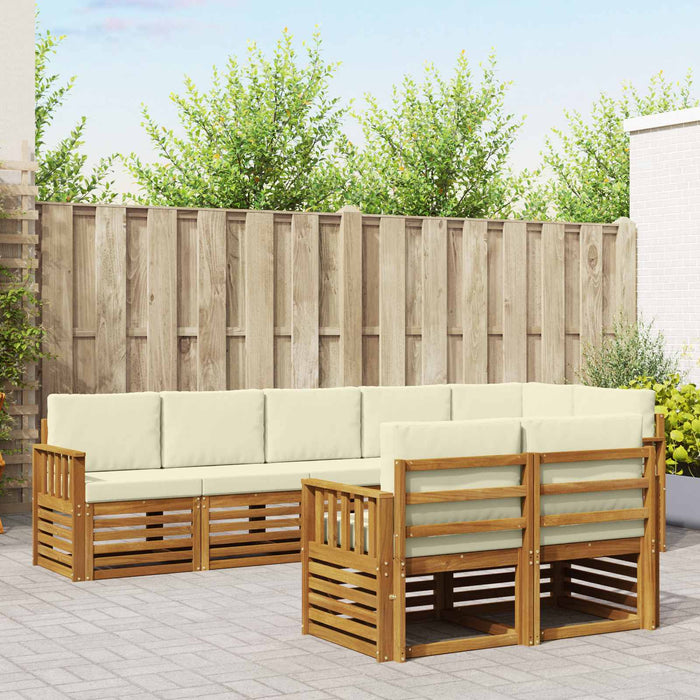 Seturi de canapele 8 pcs Natural și Crem Lemn Solid de Acacia - WALTI WALTI