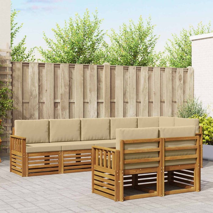 Seturi de canapele 8 pcs Natural și Bej Lemn Solid de Acacia - WALTI WALTI