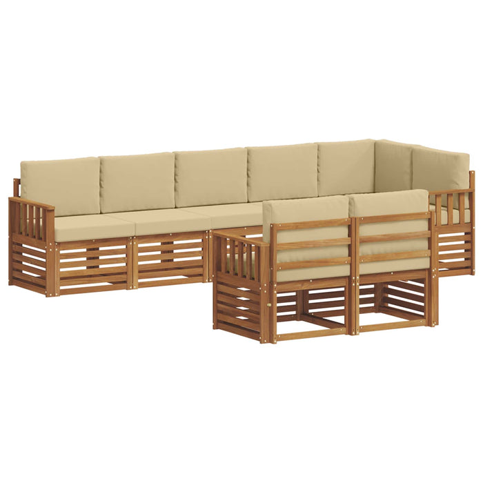 Seturi de canapele 8 pcs Natural și Bej Lemn Solid de Acacia - WALTI WALTI