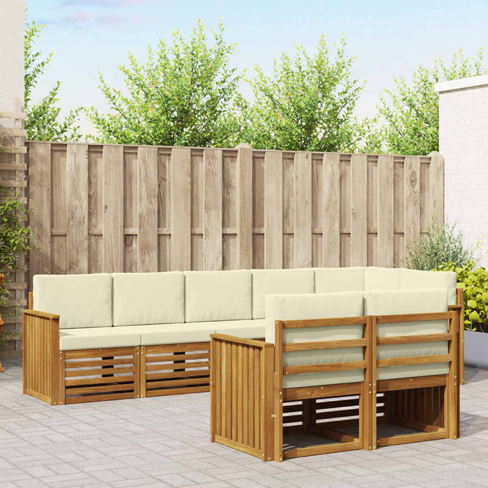 Seturi de canapele 8 pcs Natural și Crem Lemn Solid de Acacia - WALTI WALTI