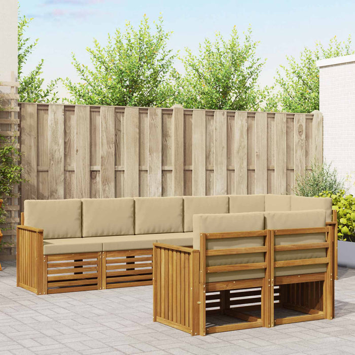 Seturi de canapele 8 pcs Natural și Bej Lemn Solid de Acacia - WALTI WALTI