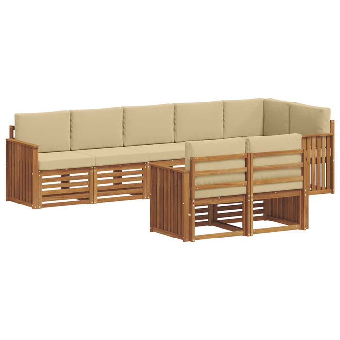Seturi de canapele 8 pcs Natural și Bej Lemn Solid de Acacia - WALTI WALTI