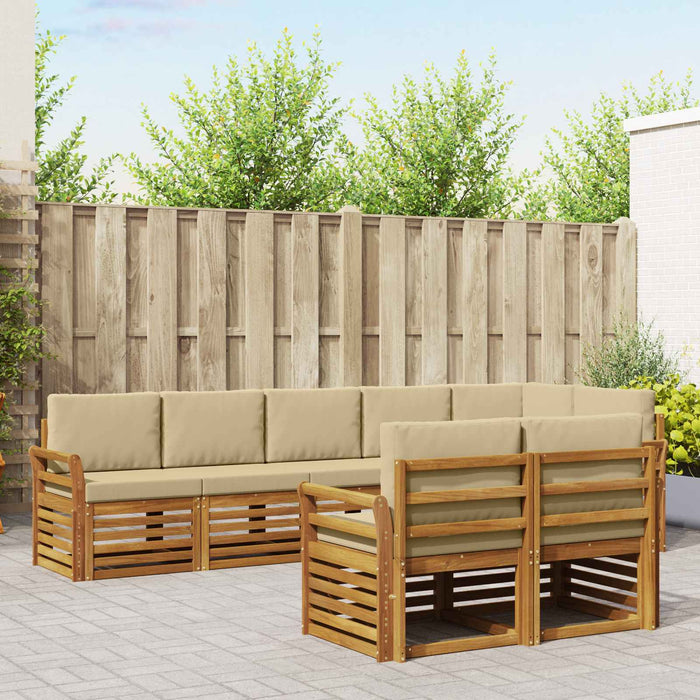 Seturi de canapele 8 pcs Natural și Bej Lemn Solid de Acacia - WALTI WALTI
