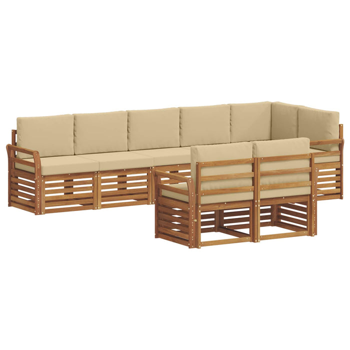 Seturi de canapele 8 pcs Natural și Bej Lemn Solid de Acacia - WALTI WALTI