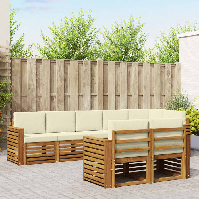Seturi de canapele 8 pcs Natural și Crem Lemn Solid de Acacia - WALTI WALTI