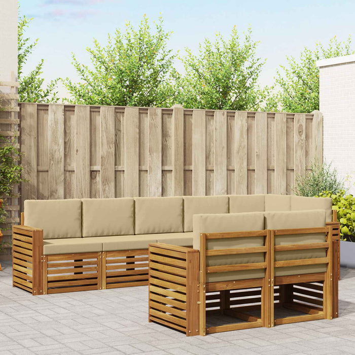 Seturi de canapele 8 pcs Natural și Bej Lemn Solid de Acacia - WALTI WALTI