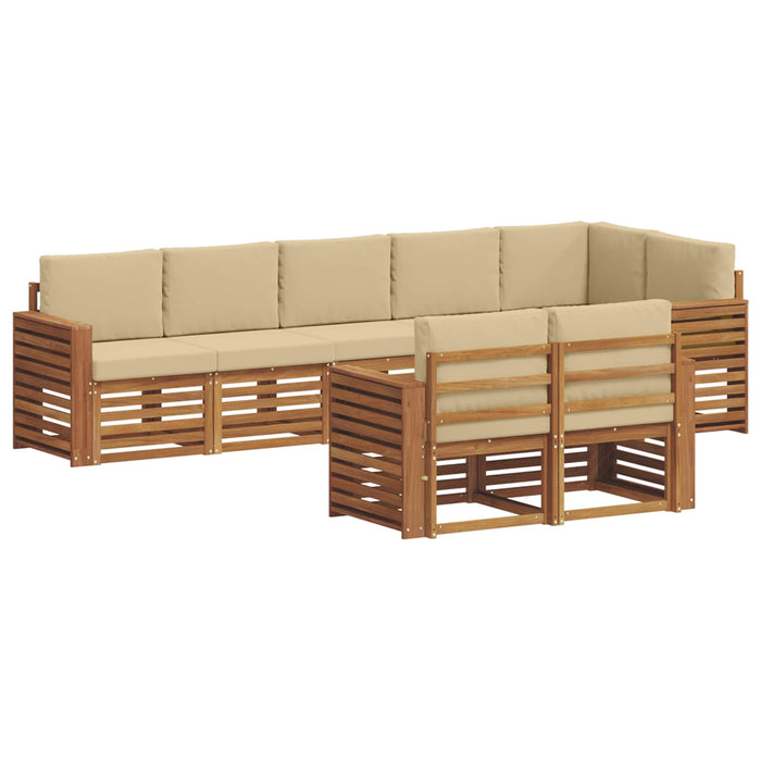 Seturi de canapele 8 pcs Natural și Bej Lemn Solid de Acacia - WALTI WALTI
