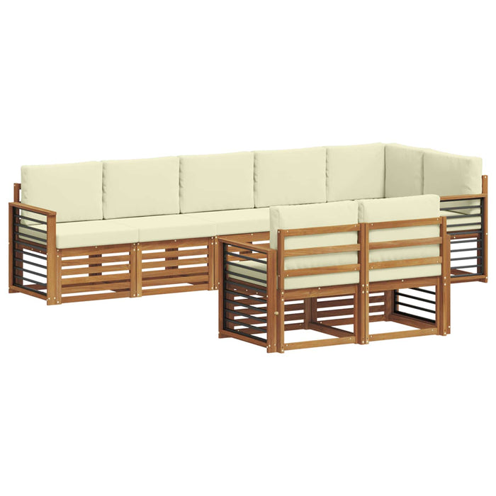 Seturi de canapele 8 pcs Natural și Crem Lemn Solid de Acacia - WALTI WALTI