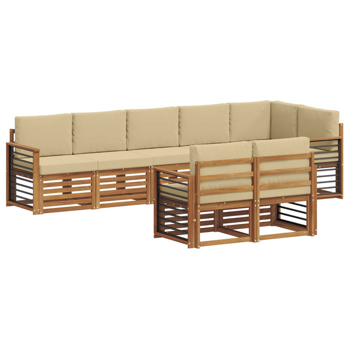 Seturi de canapele 8 pcs Natural și Bej Lemn Solid de Acacia - WALTI WALTI