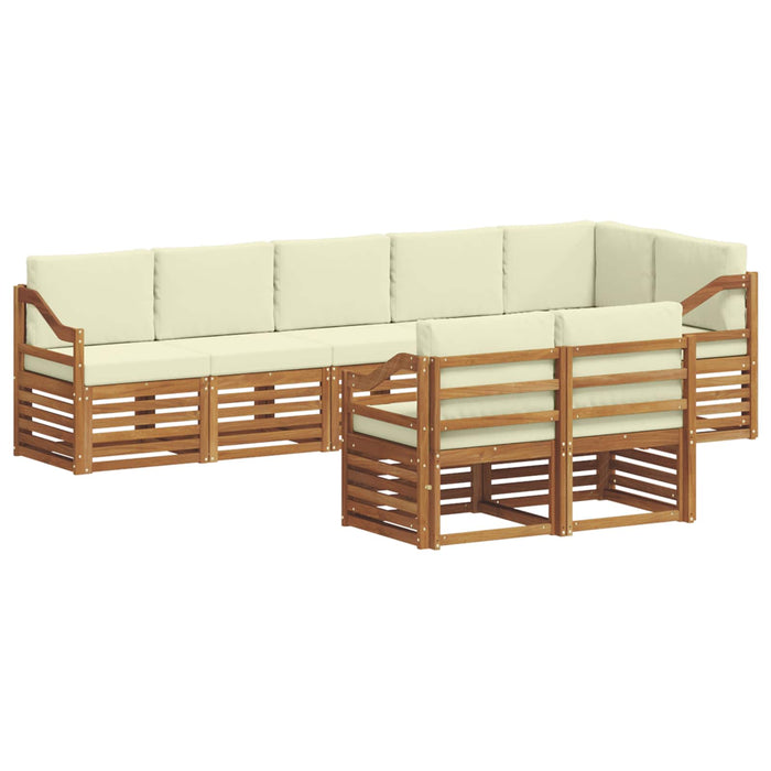 Seturi de canapele 8 pcs Natural și Crem Lemn Solid de Acacia - WALTI WALTI