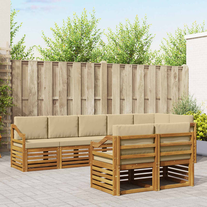 Seturi de canapele 8 pcs Natural și Bej Lemn Solid de Acacia - WALTI WALTI