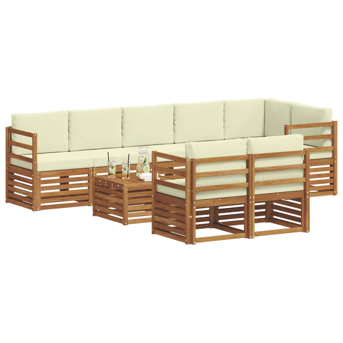 Seturi de canapele 9 pcs Natural și Crem Lemn Solid de Acacia - WALTI WALTI
