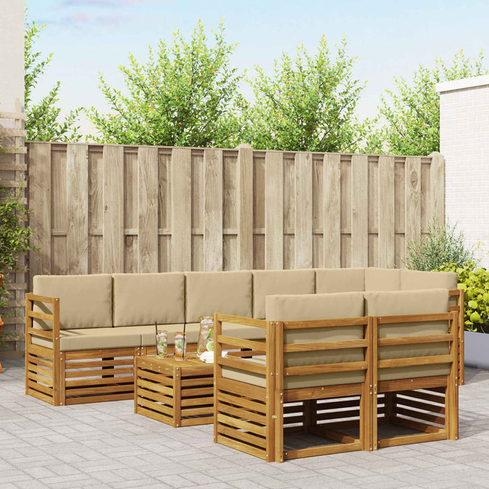 Seturi de canapele 9 pcs Natural și Bej Lemn Solid de Acacia - WALTI WALTI