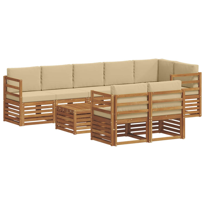 Seturi de canapele 9 pcs Natural și Bej Lemn Solid de Acacia - WALTI WALTI