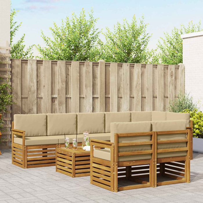 Seturi de canapele 9 pcs Natural și Bej Lemn Solid de Acacia - WALTI WALTI