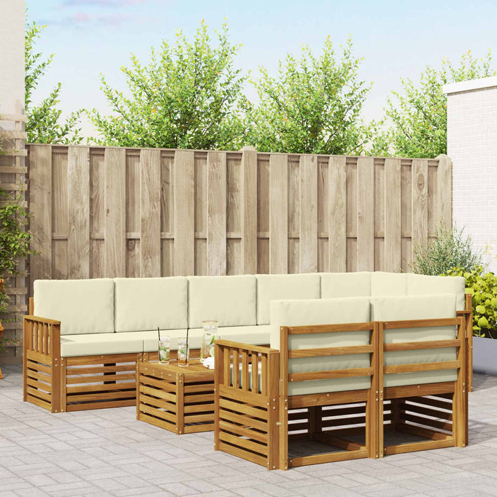 Seturi de canapele 9 pcs Natural și Crem Lemn Solid de Acacia - WALTI WALTI