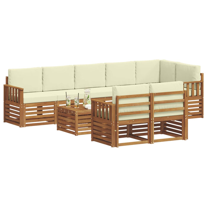 Seturi de canapele 9 pcs Natural și Crem Lemn Solid de Acacia - WALTI WALTI