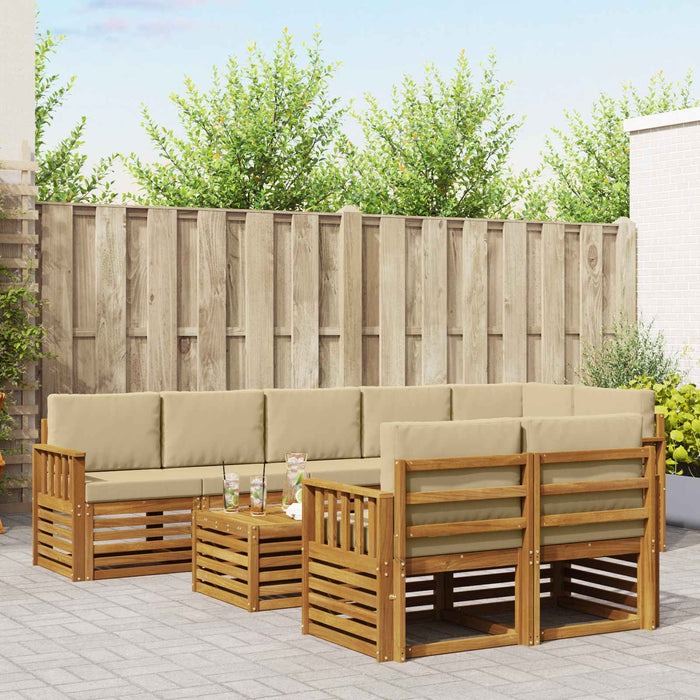 Seturi de canapele 9 pcs Natural și Bej Lemn Solid de Acacia - WALTI WALTI