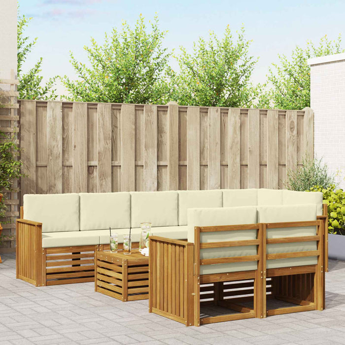 Seturi de canapele 9 pcs Natural și Crem Lemn Solid de Acacia - WALTI WALTI