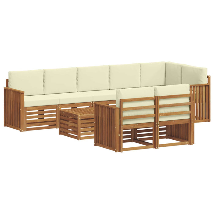Seturi de canapele 9 pcs Natural și Crem Lemn Solid de Acacia - WALTI WALTI