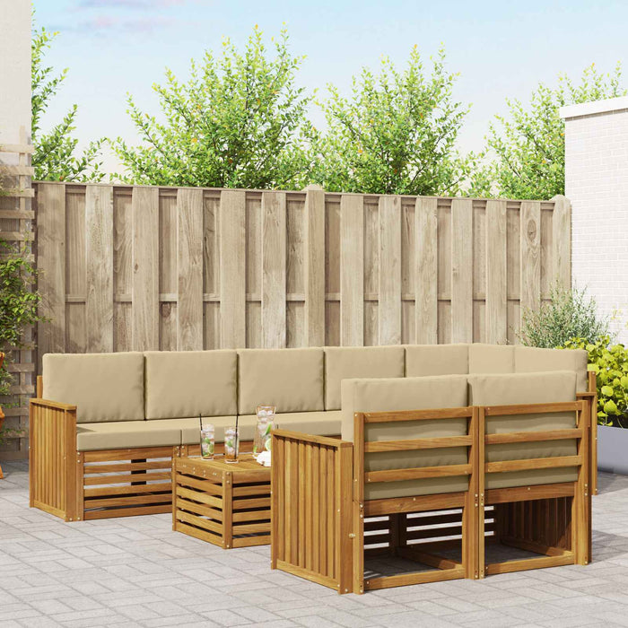 Seturi de canapele 9 pcs Natural și Bej Lemn Solid de Acacia - WALTI WALTI