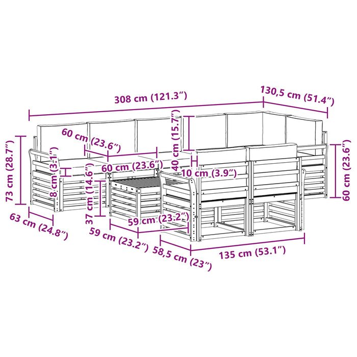 Seturi de canapele cu pernă 9 pcs Gri natural și deschis - WALTI WALTI
