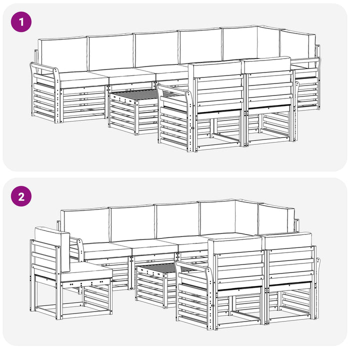 Seturi de canapele cu pernă 9 pcs Gri natural și deschis - WALTI WALTI