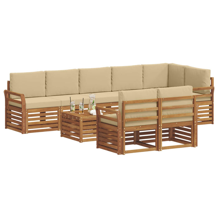 Seturi de canapele 9 pcs Natural și Bej Lemn Solid de Acacia - WALTI WALTI