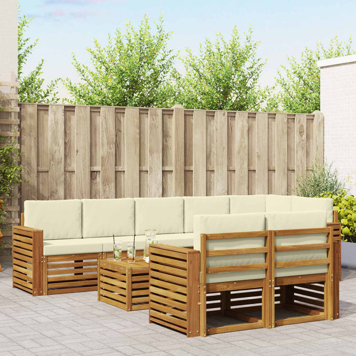 Seturi de canapele 9 pcs Natural și Crem Lemn Solid de Acacia - WALTI WALTI