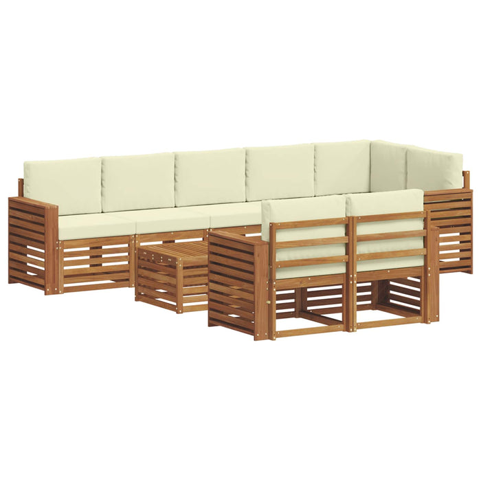 Seturi de canapele 9 pcs Natural și Crem Lemn Solid de Acacia - WALTI WALTI