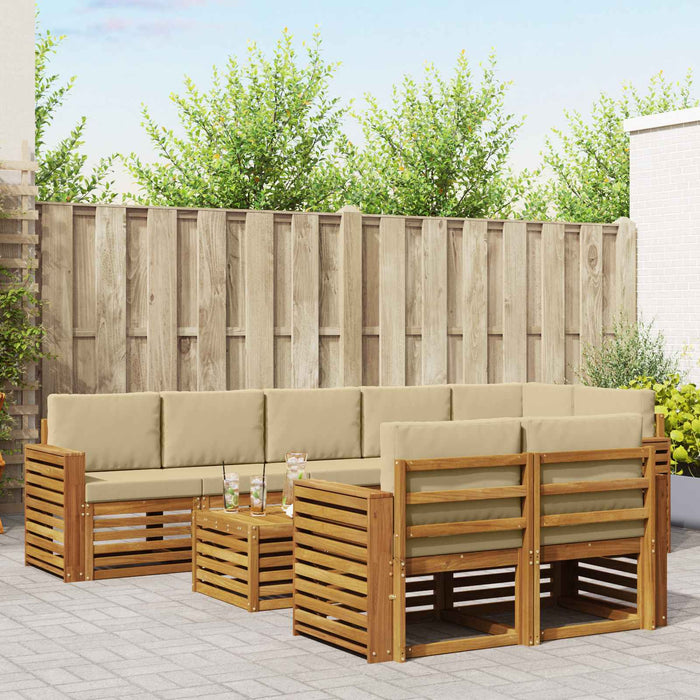 Seturi de canapele 9 pcs Natural și Bej Lemn Solid de Acacia - WALTI WALTI