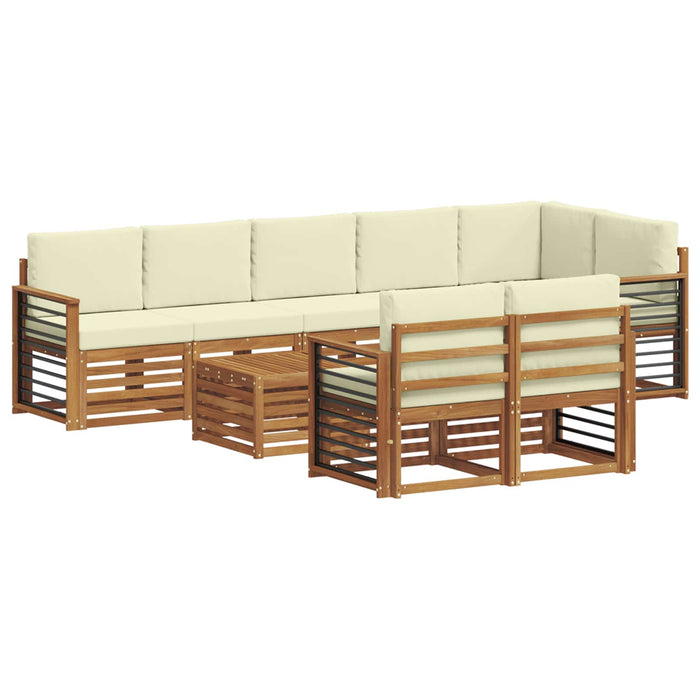 Seturi de canapele 9 pcs Natural și Crem Lemn Solid de Acacia - WALTI WALTI
